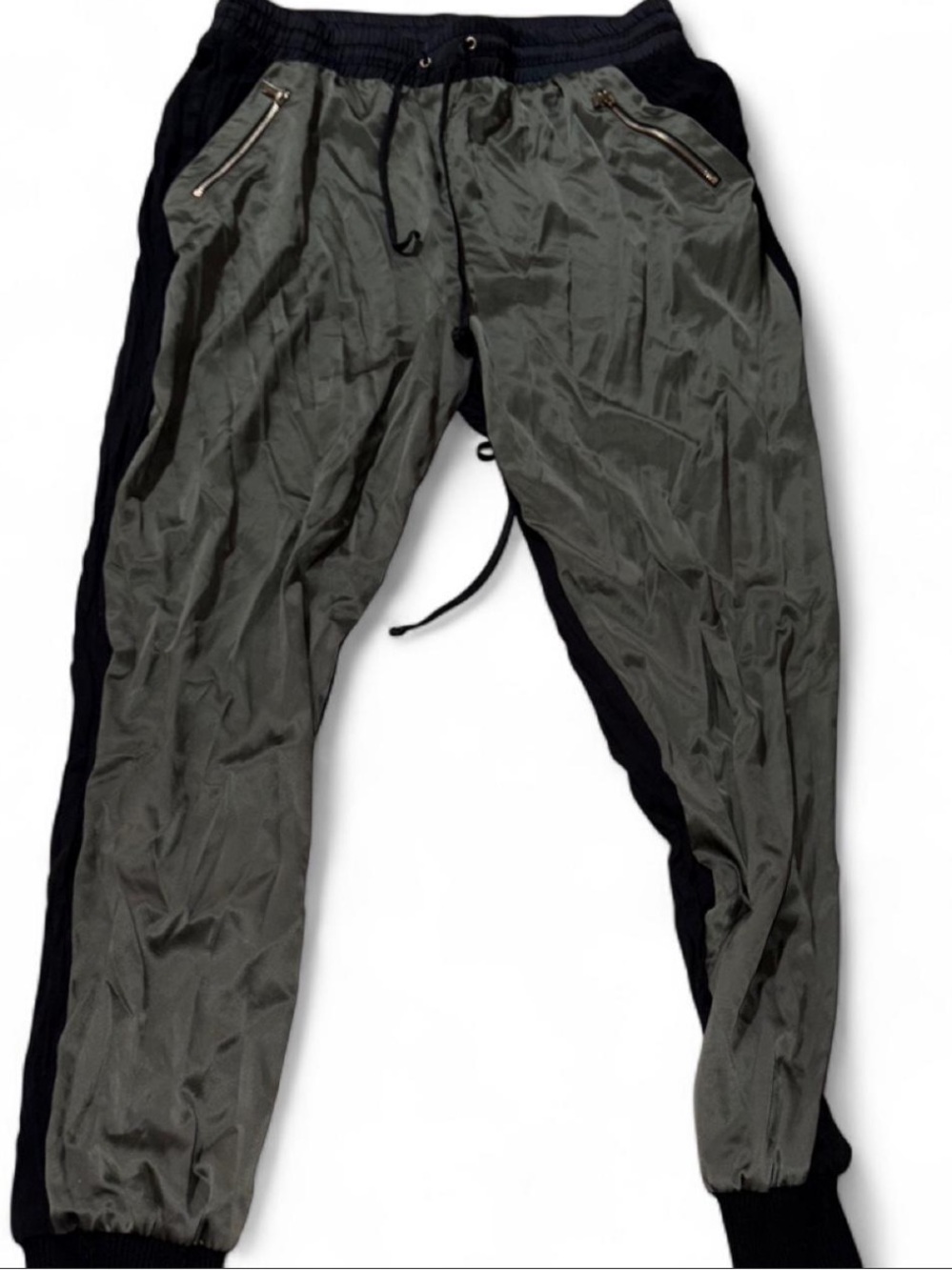 Bebe black/green joggers with pockets and drawstring waist